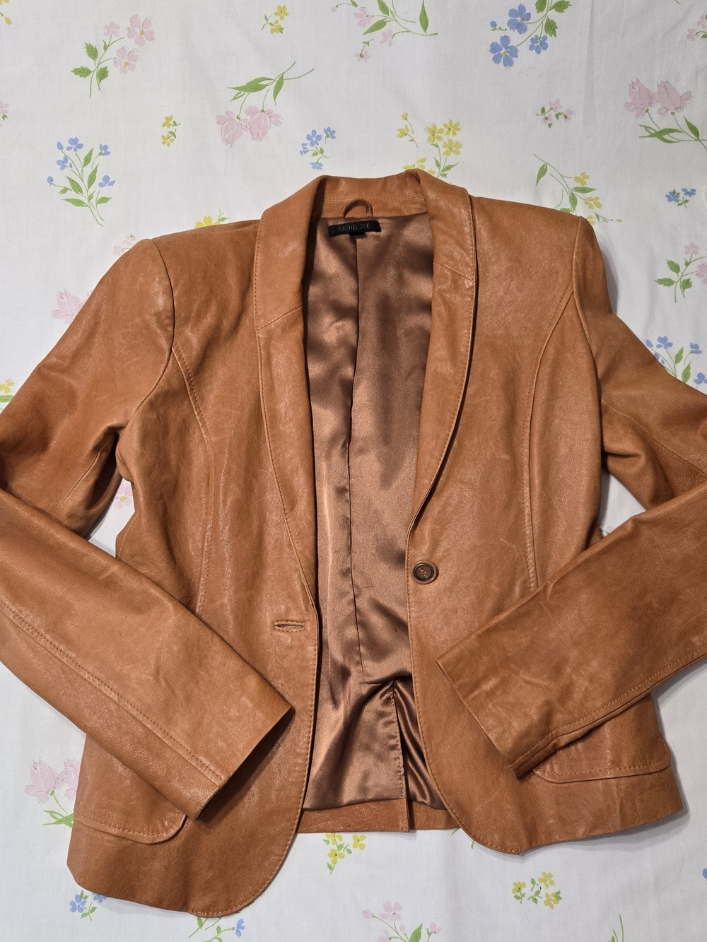 Rachel Zoe Cognac Faux Leather Blazer Jacket